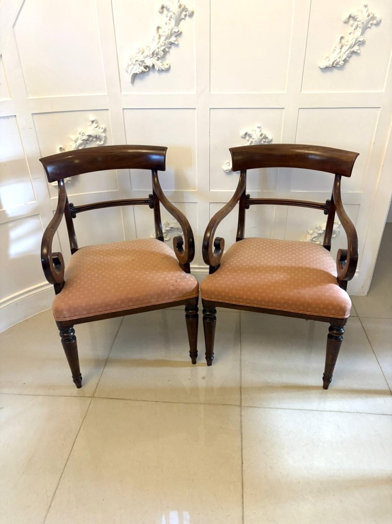 Antique Regency Mahogany Set of 6 Dining Chairs Including 2 Carvers - Image 3